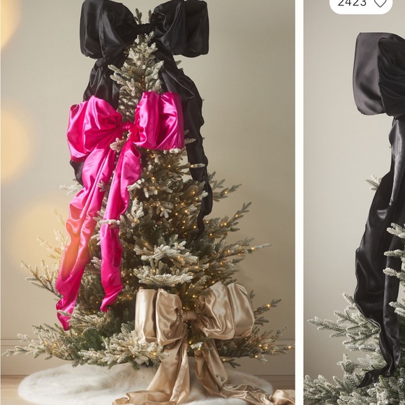 NYE Anthro Black satin Bow Tree Topper - Picture 7 of 16